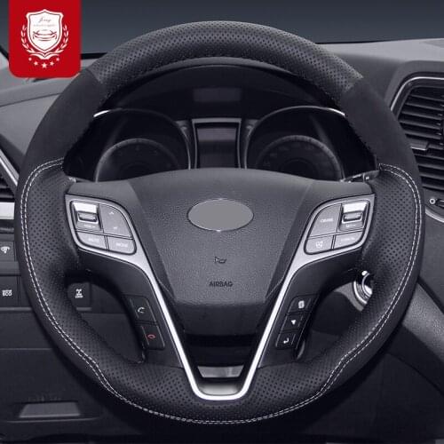 Car Steering wheel cover good quality leather Stitching Hand stitch special For Hyundai ix35 Santafe Tucson VERNA Elantra MISTRA