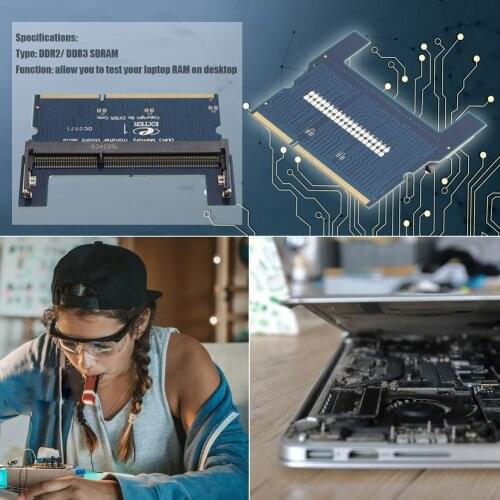DDR2/DDR3 Laptop SO DIMM to Desktop DIMM Adapter Memory RAM Adapter Card Double-sided Chip with Dual Channel for Laptop