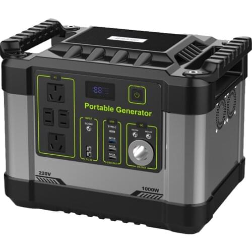 Home Emergency Camping Use 18650 Lithium Battery Portable Power Station 1100Wh Solar Generator 1000W