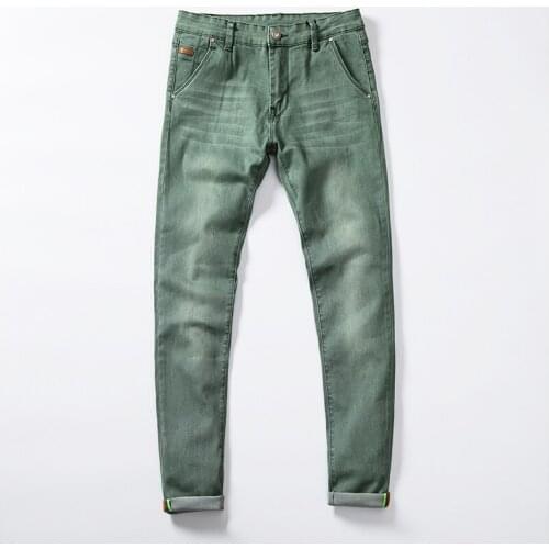 Men Stretch Skinny Jeans Color Fashion Casual Slim Fit Denim Trousers Male Gray Black Khaki White Pants Size