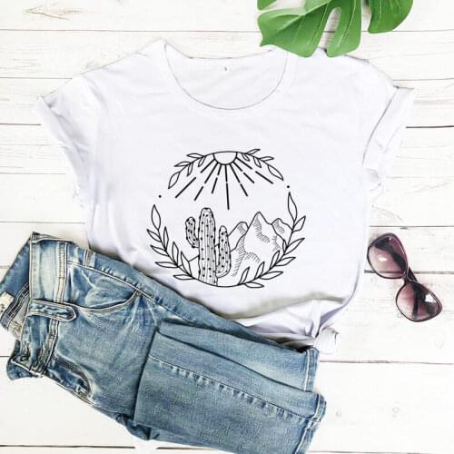 Desert Scene Graphic Tee Woman Tshirt Summer Funny T Shirt Cactus Shirts Plant Shirt National Shirt Gift for Her Female Tee Tops