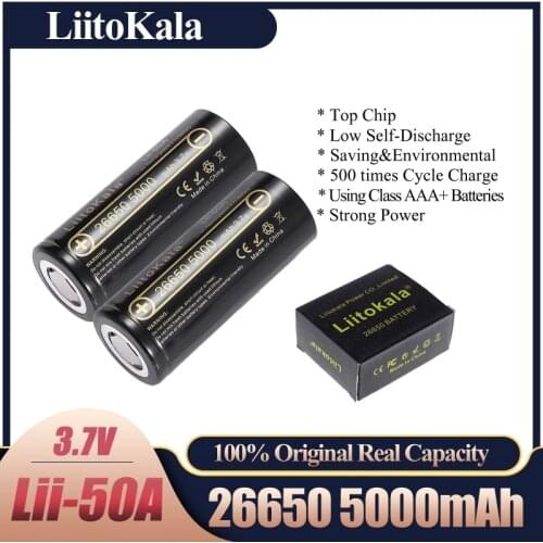 LiitoKala 18650 3.7V 2200mA Rechargeable lithium battery Light Flashlight batteries LED light battery + Pointed