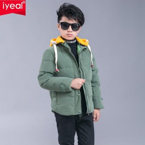 IYEAL Children Down & Parkas 3-11Y Winter Kids Outerwear Boys Casual Hooded Warm Jacket for Boys Thick Thermal Outdoor Coats