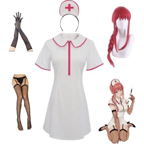 Chainsaw Man Makima Power Cosplay Costume Anime Nurse Uniform Outfit Halloween Cosplay Costume Carnival Clothing