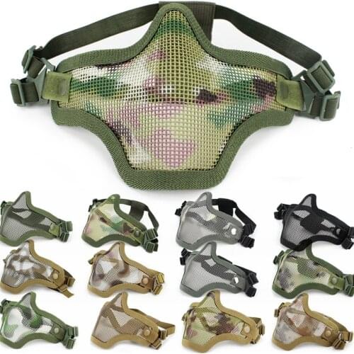 Iron Face Carbon Steel Striker Metal Mesh Lower Half Mask Airsoft Strike Steel Face Protective Mask for Men Women Hunting Sports