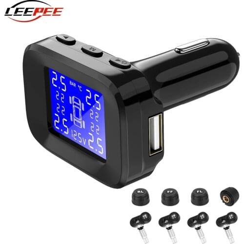 New Car TPMS Sensors Tire Pressure Monitoring System Auto Tyre Diagnostic Digital Electronic Kit Cigarette Lighter USB Charging