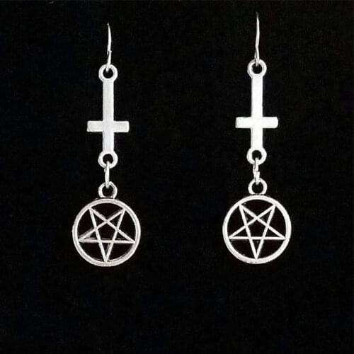 New Fashion PENTAGRAM, Inverted Pentagram Earrings, Satanic Jewelry, Inverted Cross Earrings For Women Gifts