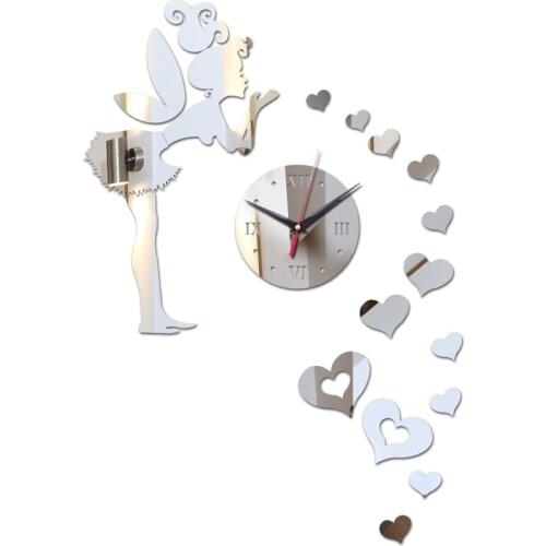 New hotwall stickers clock needle home decor living room modern furniture clocks acrylic mirror sticker person and heart pattern