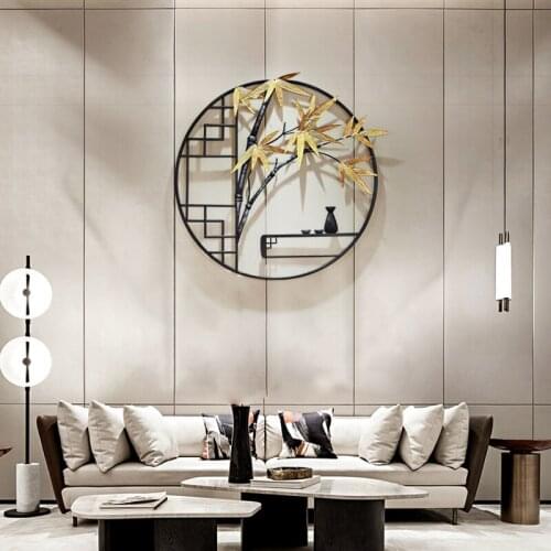 New Chinese Style Wrought Iron Wall Hanging Decor Living Room Restaurant Wall Decor Creative Porch Hanging Decoration Metal