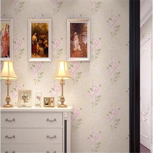 Beibehang Wallpaper roll European pastoral non-woven floral wallpaper embossed bedroom living room TV background Vinyl wall