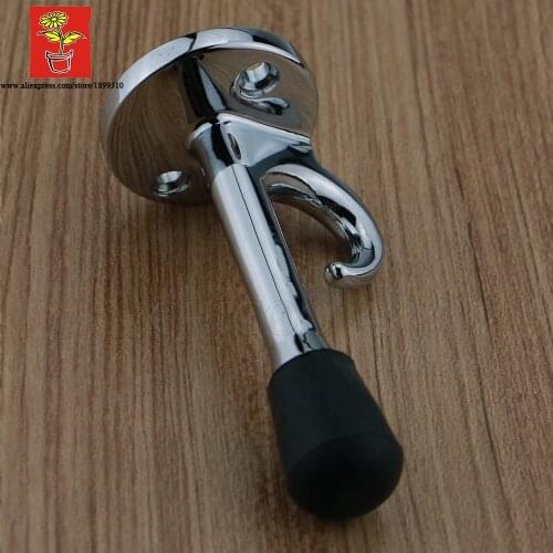 Wholesale 10PCS Zinc alloy Polish chrome Zinc alloy door stop with HOOK, White chrome door stopper, wall mounted door stops