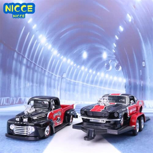 Maisto 1:24 1948 FORD F1 PICKUP / 1967 FORD MUSTANG GT Combination car model gift collection toy