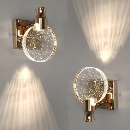 Bedroom bedside crystal wall lamp modern living room background wall lamp mirror front lamp personality staircase aisle lamps