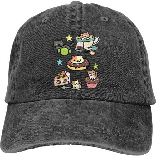 Adjustable Solid Color Baseball Cap Neko Atsume Washed Cotton Neko Atsume Kitty Collector Funny Games Sports Woman Hat