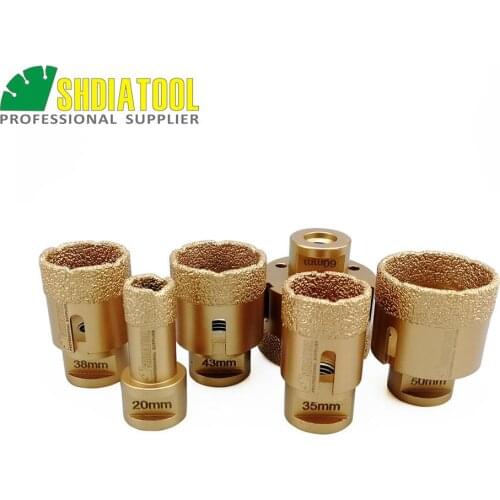 SHDIATOOL 6pcs/set 20/35/38/43/50/60mm Vacuum brazed diamond drilling core bits porcelain tile M14 Drill bits granite hole saw