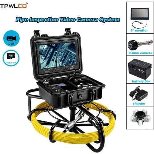 DVR Recording 9inch Underwater Sewer Inspection Camera System 20m Cable Waterproof 23mm Pipe Video Camera With 12pcs LEDS