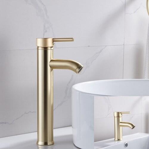 Basin Faucet Luxury Brush gold Single handle hot and cold Bathroom Sink Faucet 304 Stainless Steel material