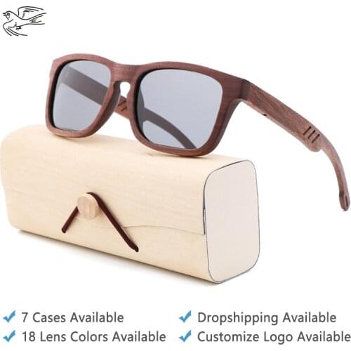 Walnut Wood Sunglasses Polarized Brand Designer Eyewear Vintage Wooden Sunglasses Men Polarized Sun Glasses UV400 for Men GB094