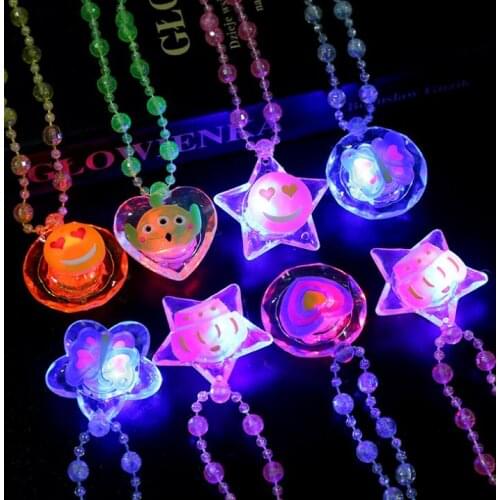 LED Light Up Cartoon Pendants Necklace Xmas Kids Adults Party Favor Creative Luminous Glow Necklaces Acrylic Lanyard presents