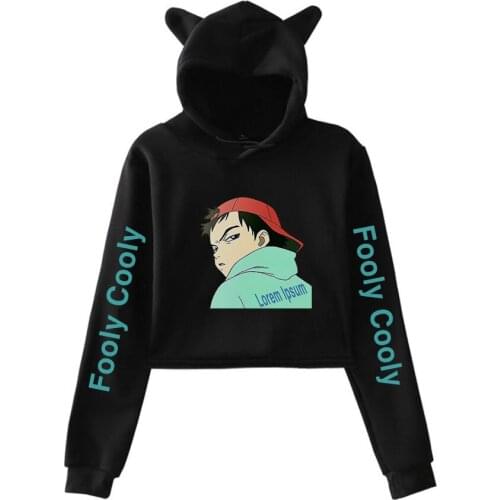 Fooly Cooly spring kawaii hip-hop cat ear cotton hoodie ladies all-match casual hooded pullover loose sexy streetwear hoodie top