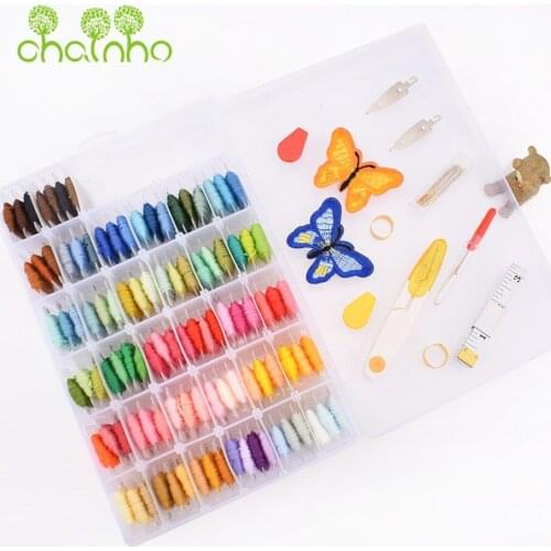 Polyester Cotton Cross Stitch Or Embroidery Thread,100 Colors,On Plastic Board,8 Meters 6 Strand/Color,Ｗith Sewing Accessories