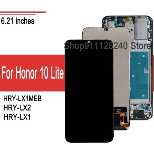 LCD Screen For Honor 10 Lite HRY-LX1 LX2 LX1MEB Display Touch Screen Frame Assembly Honer 10Lite LCD Glass Replacement Tested