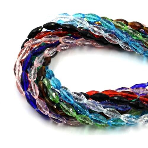 ZHUBI 48pcs/lot 8*17MM Crystal Olive Beads DIY Making Wedding Decoration Faceted Glass Beads Craft Material Jewelry Necklaces