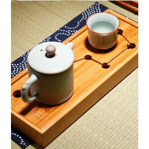 1PC Seven star Kung Fu Tea Set Natural Bamboo Tea Tray Rectangular Traditional Bamboo Puer Tea Tray Chahai Tea Table MF 026