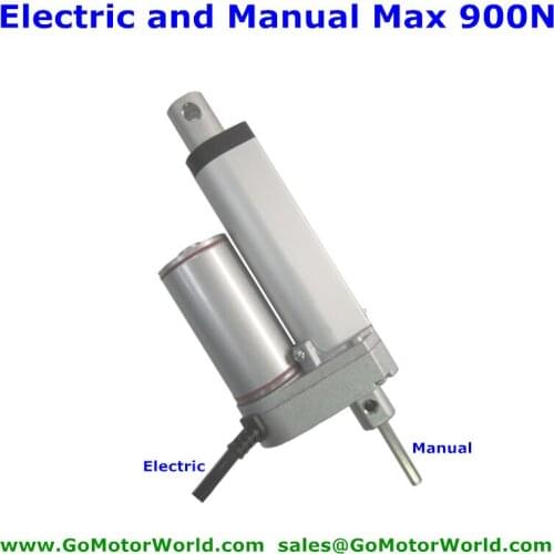 12V 250mm 10inch adjustable stroke 900N 198LBS load 6mm/s speed Electric and Manual fuction heavy duty linear actuator LA10M
