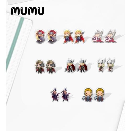 2021 New Thor Stud Earring Superhero Epoxy Jewelry Resin Acrylic Earrings Handmade Gifts Fan