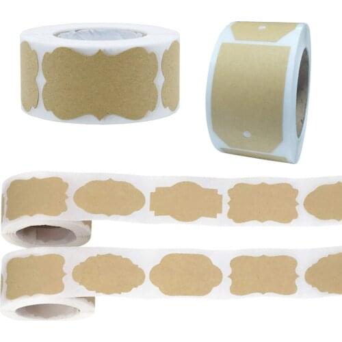 250Pcs Kraft Paper Blank Stickers Label Self-Adhesive Tags Writeable Seal for Kitchen Warehouse Named Sorted Reminder Stationery