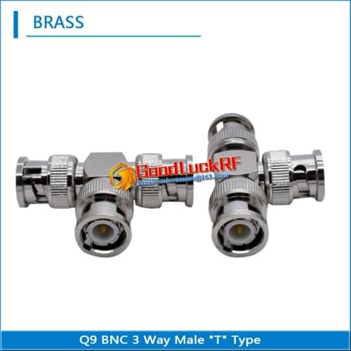 3 Three Q9 BNC Male To 2 Dual BNC Male BNC 3 Way Splitter Socket Type T Nickel RF Video Coaxial Connector for CCTV Camera