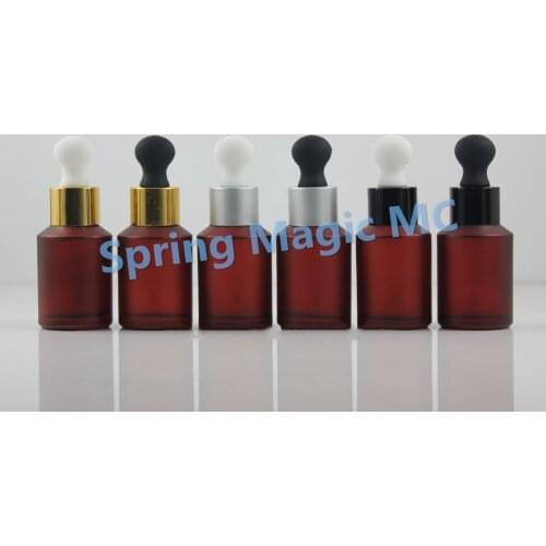30ml Rose Red Frosted Glass Dropper Bottle,cosmetic container,Serum/Essentical Oil dropper Bottles With White/Black large bulbs