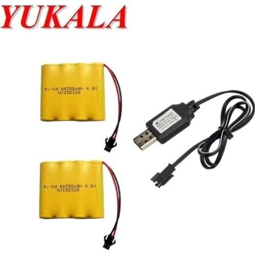 4pcs 4.8v 700mAh Ni-CD AA battery(SM plug)*2+usb charge*1 for R/C truck R/C car