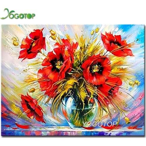 5D Diamond Embroidery Poppies,Diamond Painting still life,Cross Stitch kits,3D,full Diamond Mosaic,red flowers,home Decor YY2240