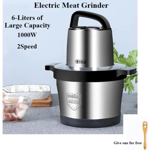 6-Liter Household kitchen meat minced garlic chopper multi-functional food auxiliary stainless steel electric meat grinder