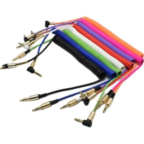 AUX spring elbow 3.5mm gold-plated head audio cable male to male telescopic car audio cable for PC MP3/4 recorder