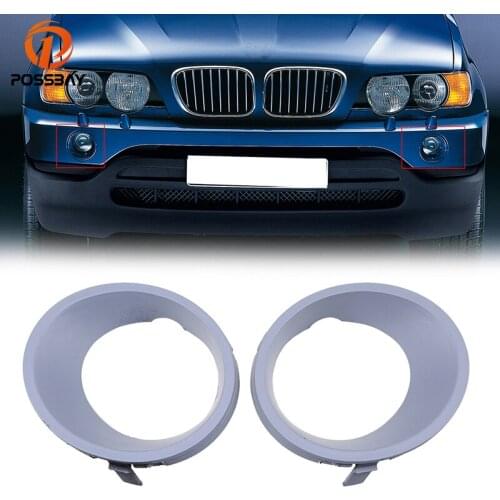 POSSBAY Auto Fog Light Cover Grills Accessories for BMW X5 E53 Pre-facelift 2000-2003 Front Righ Side / Front Left Side