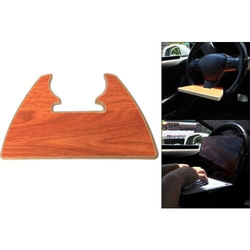 Car Steering Wheel Tray Compatible with Tesla Model 3 Y 2021 Food Tray Wooden Desk Replace Accessories