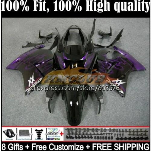 Blackbird For HONDA CBR1100XX 02 03 04 05 06 07 29CL.75 CBR1100 CBR 1100 XX 1996 1997 1998 1999 2000 2001 Fairings Purple flames