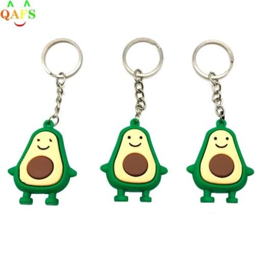 Simulation Fruit Avocado Shaped Keychain Keyring 3D Soft Avocado Key Chains Fashion Jewelry Party Gift 2 Styles