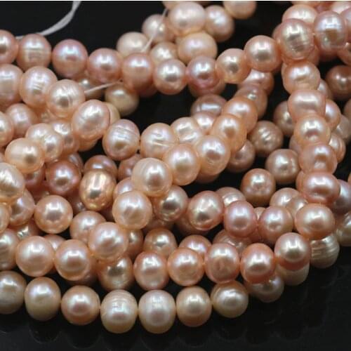 Natural Freshwater Pearl Orange 8-9mm Loose Pearls Beads For Jewelry Making DIY Necklace Bracelet Spacer Accessories 14.5" A484