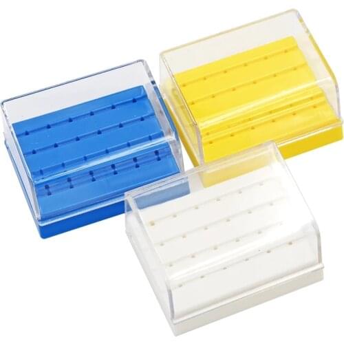 24 Holes Dental Bur Holder Disinfection Block Case Sand/Grind Drill Placing/Organizing Box Dentist Blue/White/Yellow 7.5*6*4cm