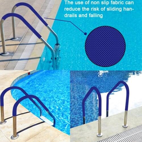 Swim Pool Ladder Step Hand Rail Cover Anti-Slip Sleeve Soft Polyester Cloth Rail Cover (Blue)