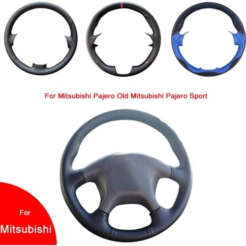 Breathable Punch Hand-Stitched Artificial Leather Car Steering Wheel Cover For Mitsubishi Pajero Old Mitsubishi Pajero Sport