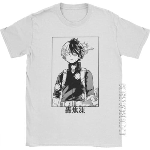 Todoroki Shoto My Hero Academia T Shirt Men Unique Clothes Vintage T-Shirt Crew Neck Cotton Tees Print Camisetas