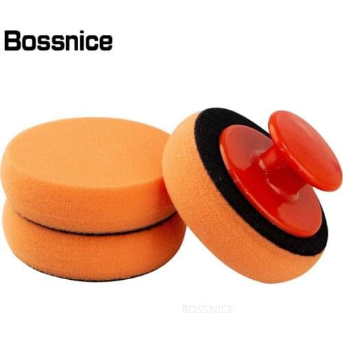 Bossnice 6Pcs Car Waxing Sponge High Density Buffing Wipe Polisher Pads Kit Polishing Handle Cleaning Sponge For Car Glass Home