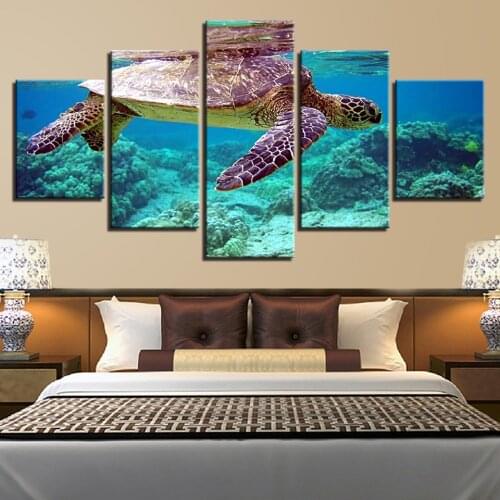HD Canvas Art Painting For Living Room Wall Decor 5 Pieces Sea Turtle Sea Picture Animal Sea World