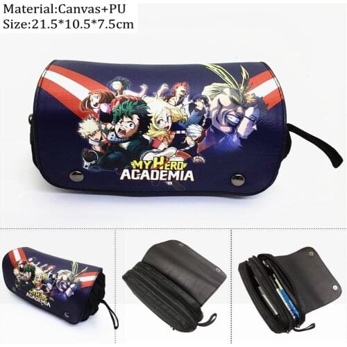 Anime My Hero Academia Canvas Pencil Case Casual Makeupbag Stationery Student Cosmetic Bags Boy Girl Zipper Penbag Cartoon