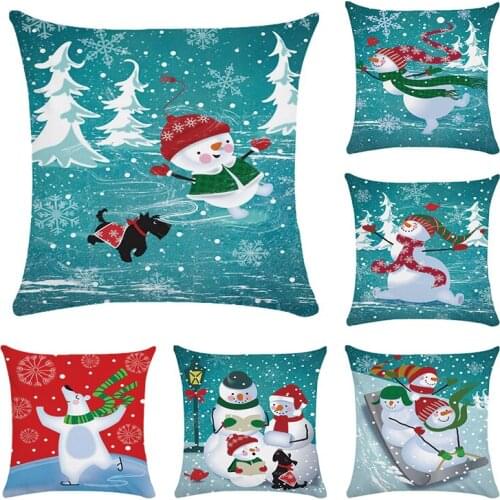 Homing Polyester cotten cute cartoon funny christmas Santa Claus pattern pillow case modern holiday snowman cushion cover CR135